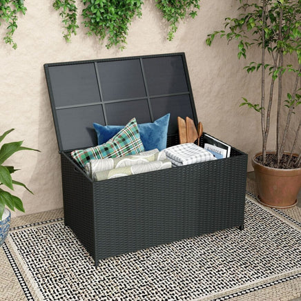 Outdoor PE Wicker Storage Box Garden 320L-Black Furniture Kings Warehouse