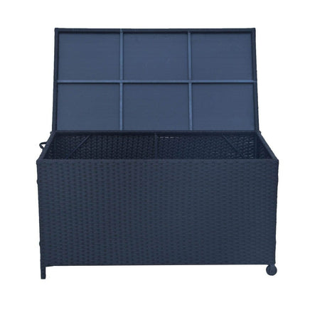 Outdoor PE Wicker Storage Box Garden 320L-Black Furniture Kings Warehouse