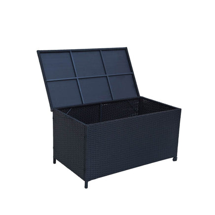 Outdoor PE Wicker Storage Box Garden 320L-Black Furniture Kings Warehouse