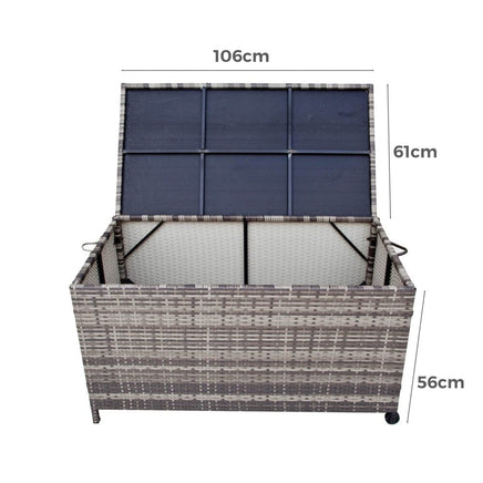 Outdoor PE Wicker Storage Box Garden 320L-Grey Furniture Kings Warehouse