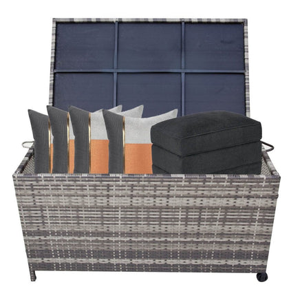 Outdoor PE Wicker Storage Box Garden 320L-Grey Furniture Kings Warehouse