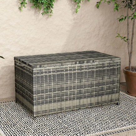 Outdoor PE Wicker Storage Box Garden 320L-Grey Furniture Kings Warehouse