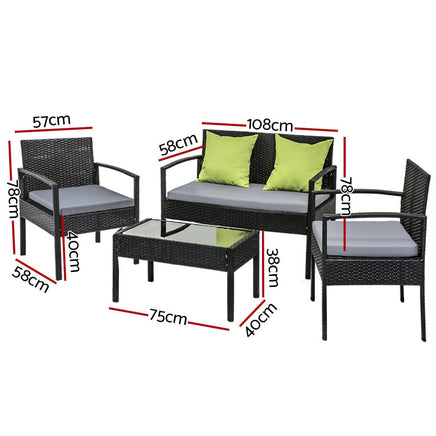 Outdoor Sofa Set Wicker Lounge Setting Table and Chairs Storage Cover Furniture Kings Warehouse