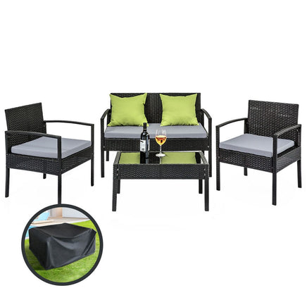 Outdoor Sofa Set Wicker Lounge Setting Table and Chairs Storage Cover Furniture Kings Warehouse