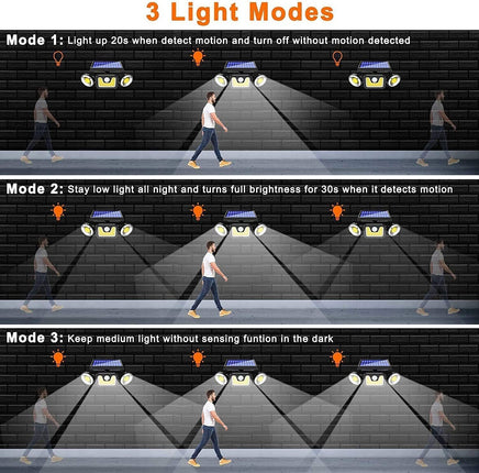 Outdoor Solar Lights with 3 Adjustable Head for Porch Garden Patio Kings Warehouse