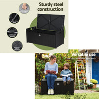 Outdoor Storage Bench Box Garden Sheds Tools Wicker Cushion Patio Chair Kings Warehouse