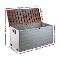 Outdoor Storage Box 290L Lockable Organiser Garden Deck Shed Tool Brown Furniture Kings Warehouse
