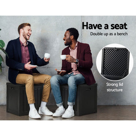 Outdoor Storage Box 80L Container Lockable Garden Toy Tool Shed Black Furniture Kings Warehouse