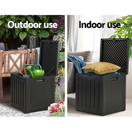 Outdoor Storage Box 80L Container Lockable Garden Toy Tool Shed Black Furniture Kings Warehouse