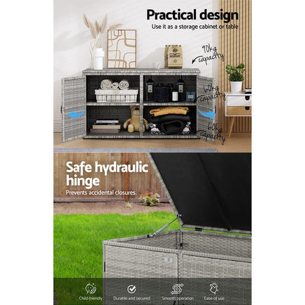 Outdoor Storage Cabinet Box Deck Wicker Shelf Chest Garden Shed Tools Kings Warehouse