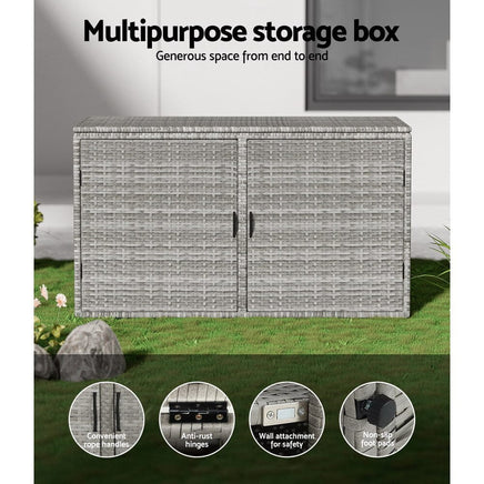 Outdoor Storage Cabinet Box Deck Wicker Shelf Chest Garden Shed Tools Kings Warehouse