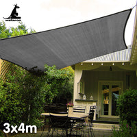 Outdoor Sun Shade Sail Canopy Grey Rectangle 3 x 4M Kings Warehouse