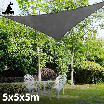 Outdoor Sun Shade Sail Canopy Grey Triangle 5 x 5 x 5M Kings Warehouse