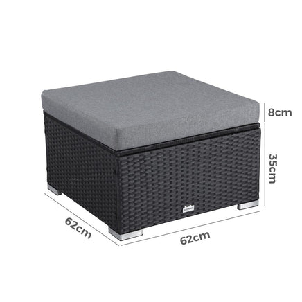 Outdoor wicker ottoman in Black Kings Warehouse