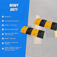 Pair of 1m Long 60T Load Rubber Speed Bump Hump Modular Speed Humps Road Hump Home & Garden Kings Warehouse
