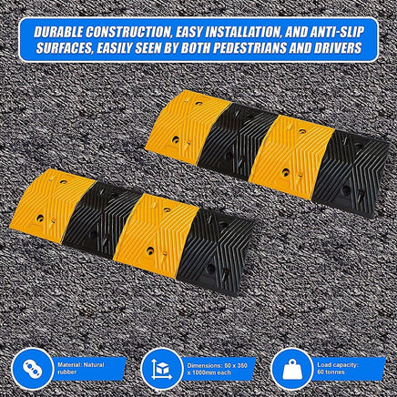 Pair of 1m Long 60T Load Rubber Speed Bump Hump Modular Speed Humps Road Hump Home & Garden Kings Warehouse