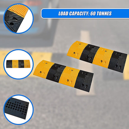 Pair of 1m Long 60T Load Rubber Speed Bump Hump Modular Speed Humps Road Hump Home & Garden Kings Warehouse