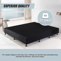 Palermo King Ensemble Bed Base Midnight Black Linen Fabric Furniture Kings Warehouse