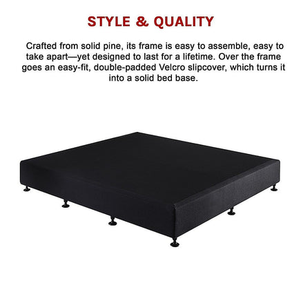 Palermo King Ensemble Bed Base Midnight Black Linen Fabric Furniture Kings Warehouse