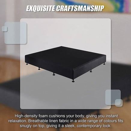 Palermo King Ensemble Bed Base Midnight Black Linen Fabric Furniture Kings Warehouse