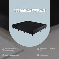Palermo King Ensemble Bed Base Midnight Black Linen Fabric Furniture Kings Warehouse