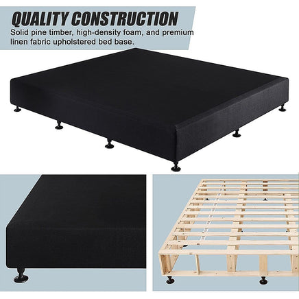 Palermo King Ensemble Bed Base Midnight Black Linen Fabric Furniture Kings Warehouse