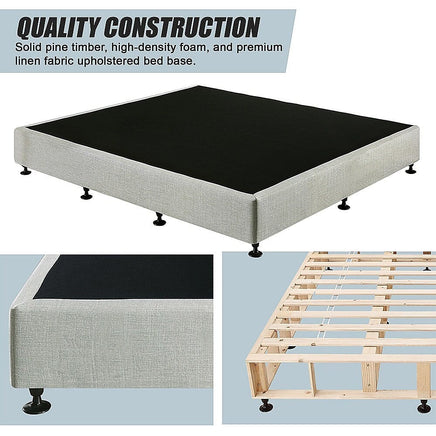 Palermo King Ensemble Bed Base Platinum Light Grey Linen Fabric Furniture Kings Warehouse