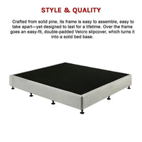 Palermo King Ensemble Bed Base Platinum Light Grey Linen Fabric Furniture Kings Warehouse