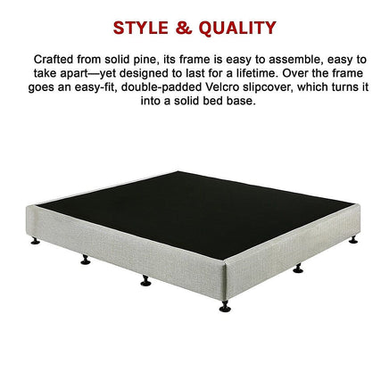 Palermo King Ensemble Bed Base Platinum Light Grey Linen Fabric Furniture Kings Warehouse