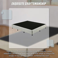 Palermo King Ensemble Bed Base Platinum Light Grey Linen Fabric Furniture Kings Warehouse