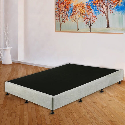 Palermo King Ensemble Bed Base Platinum Light Grey Linen Fabric Furniture Kings Warehouse