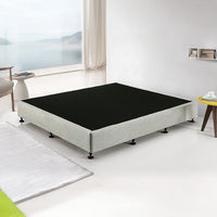 Palermo King Ensemble Bed Base Platinum Light Grey Linen Fabric Furniture Kings Warehouse