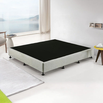 Palermo King Ensemble Bed Base Platinum Light Grey Linen Fabric Furniture Kings Warehouse