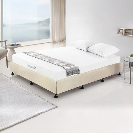 Palermo King Ensemble Bed Base Platinum Natural Sand Linen Fabric Furniture Kings Warehouse