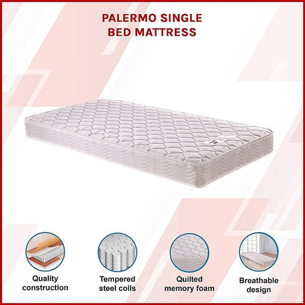 PALERMO Single Bed Mattress Furniture Kings Warehouse