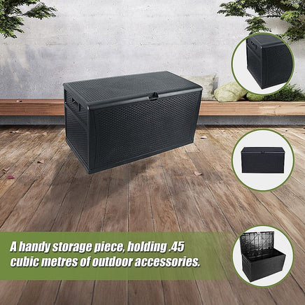 Patio Deck Box Outdoor Storage Plastic Bench Box 450 Litre Home & Garden Kings Warehouse