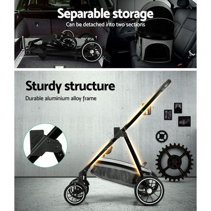 Pet Stroller Pram Large Dog Cat Carrier Travel Pushchair Foldable 4 Wheels Passionate for Pets Kings Warehouse