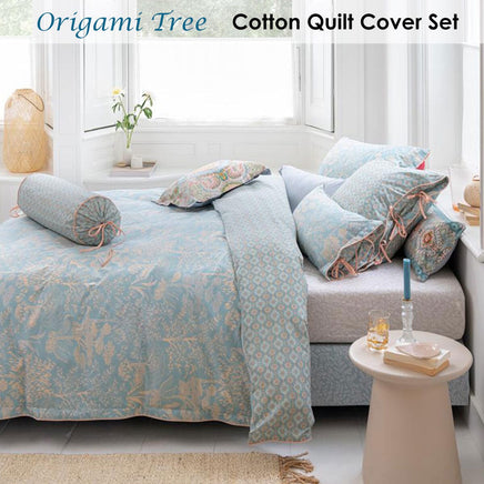 PIP Studio Origami Tree Light Blue Quilt Cover Set King Home & Garden Kings Warehouse