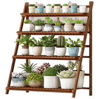 Plant Stand Outdoor Indoor Garden Wood Bamboo Shelf Folding 100CM Length Home & Garden Kings Warehouse