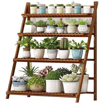 Plant Stand Outdoor Indoor Garden Wood Bamboo Shelf Folding 100CM Length Home & Garden Kings Warehouse