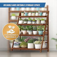 Plant Stand Outdoor Indoor Garden Wood Bamboo Shelf Folding 100CM Length Home & Garden Kings Warehouse