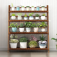Plant Stand Outdoor Indoor Garden Wood Bamboo Shelf Folding 100CM Length Home & Garden Kings Warehouse