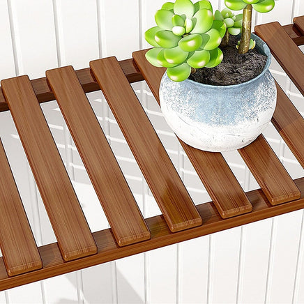 Plant Stand Outdoor Indoor Garden Wood Bamboo Shelf Folding 100CM Length Home & Garden Kings Warehouse