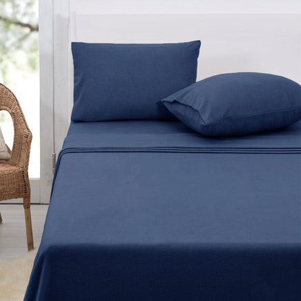 Polar Fleece Sheet Set Double 30cm Wall Midnight Blue Home & Garden Kings Warehouse