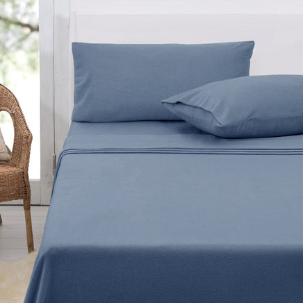 Polar Fleece Sheet Set King 36cm Wall with King Pillowcases Airforce Blue Home & Garden Kings Warehouse