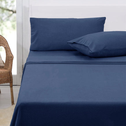 Polar Fleece Sheet Set King 36cm Wall with King Pillowcases Midnight Blue Home & Garden Kings Warehouse