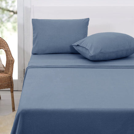 Polar Fleece Sheet Set Queen 36cm Wall Airforce Blue Home & Garden Kings Warehouse