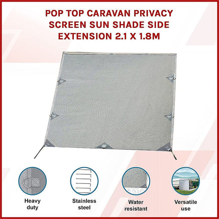Pop Top Caravan Privacy Screen Sun Shade Side Extension 2.1 x 1.8m Home & Garden Kings Warehouse