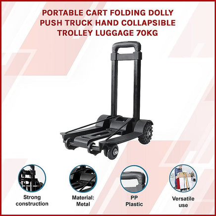 Portable Cart Folding Dolly Push Truck Hand Collapsible Trolley Luggage 70Kg Tools Kings Warehouse
