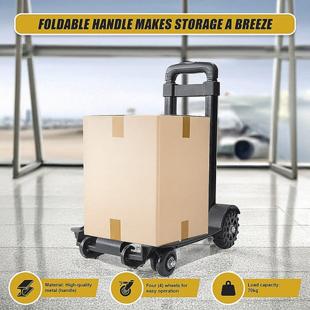 Portable Cart Folding Dolly Push Truck Hand Collapsible Trolley Luggage 70Kg Tools Kings Warehouse